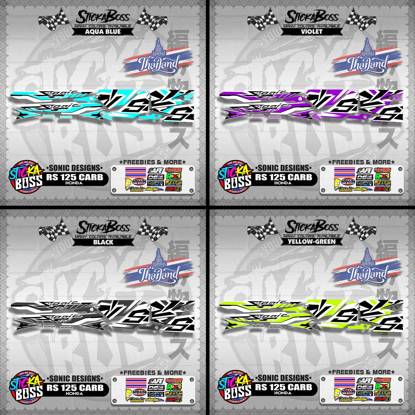 RS 125 CARB THAI DECALS ( SONIC DESIGNS )【WITH FREEBIES】