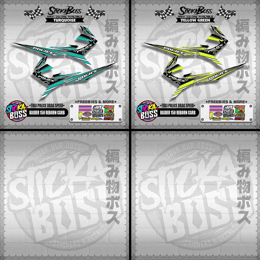 RAIDER 150 REBORN CARB DECALS ( THAI POLICE DRAG SPEED )【WITH FREEBIES】