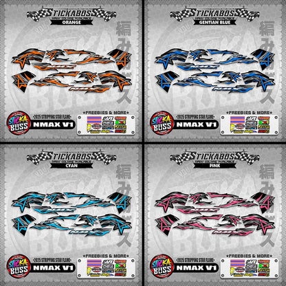 NMAX V1 STICKER DECALS ( 2025 STRIPPING STAR FLAME )【WITH FREEBIES】