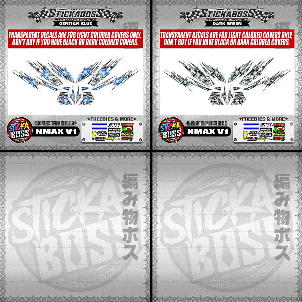 NMAX V1 STICKER DECALS ( TRANSPARENT STRIPPIING STAR SERIES 02 )【WITH FREEBIES】