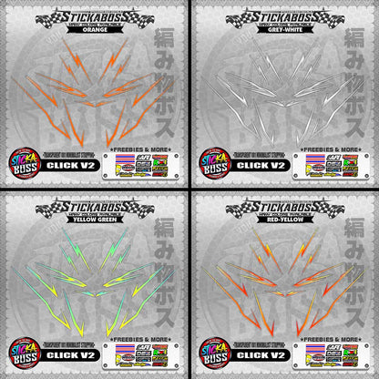 【PREMIUM UV PRINT】TRANSPARENT CLICK V2 STICKER DECALS ( 001 MINIMALIST STRIPPING )【WITH FREEBIES】