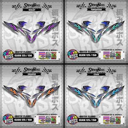 CLICK 125 / 150 V2 DECALS ( MOTIF FLAME )【WITH FREEBIES】