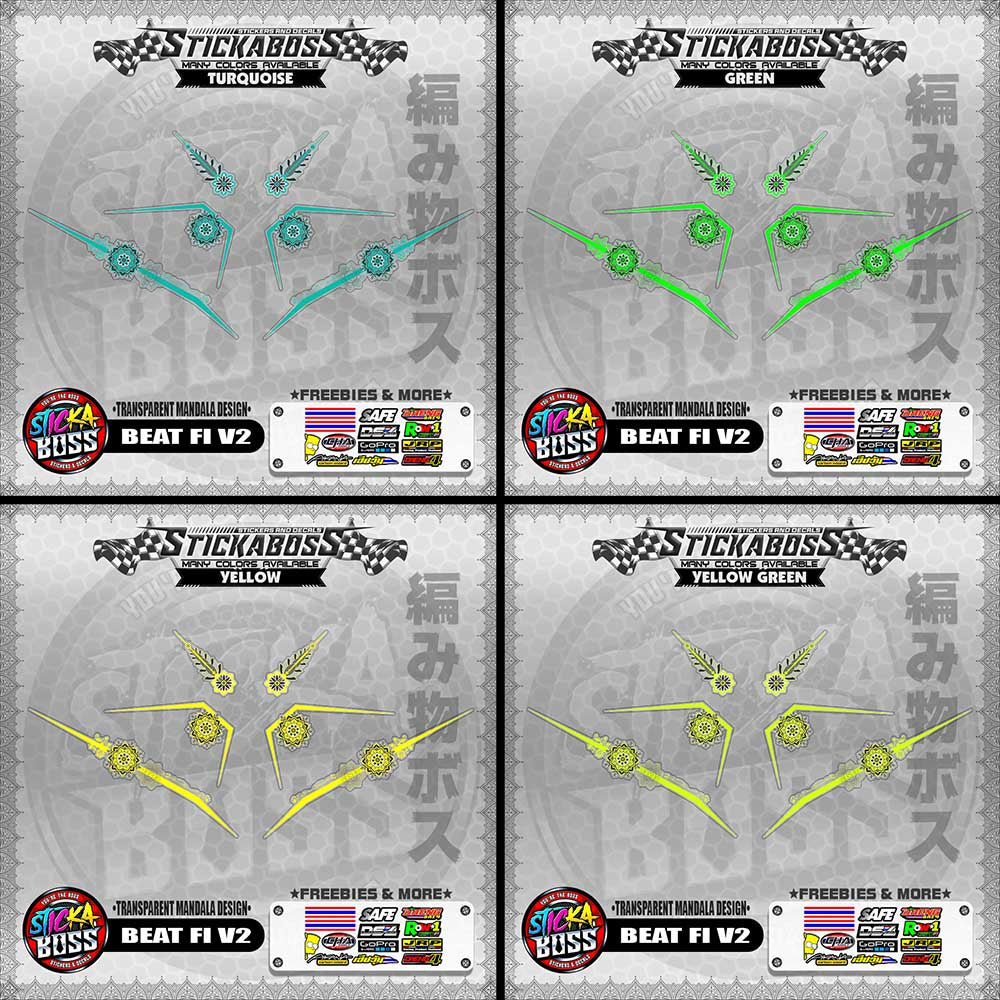 【PREMIUM UV PRINT】TRANSPARENT BEAT FI V2 STICKER DECALS ( MANDALA DESIGN )【WITH FREEBIES】