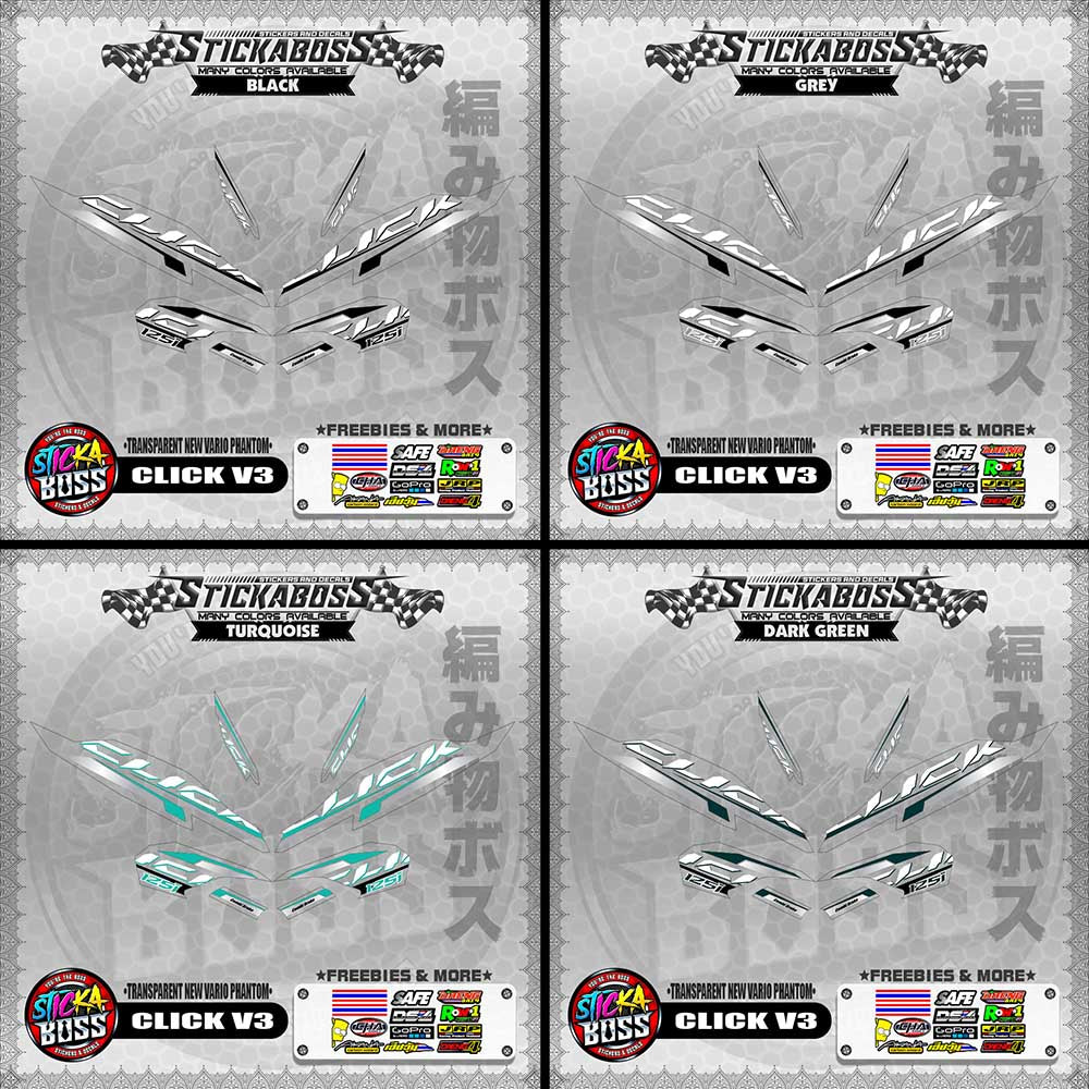 【PREMIUM UV PRINT】TRANSPARENT CLICK 125 V3 STICKER DECALS ( NEW VARIO PHANTOM )【WITH FREEBIES】