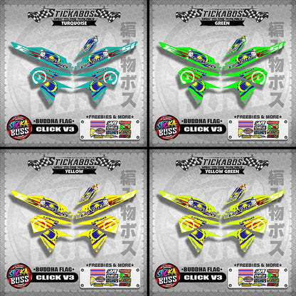 CLICK V3 MALAYSIAN STICKER DECALS ( BUDDHA FLAG )【WITH FREEBIES】