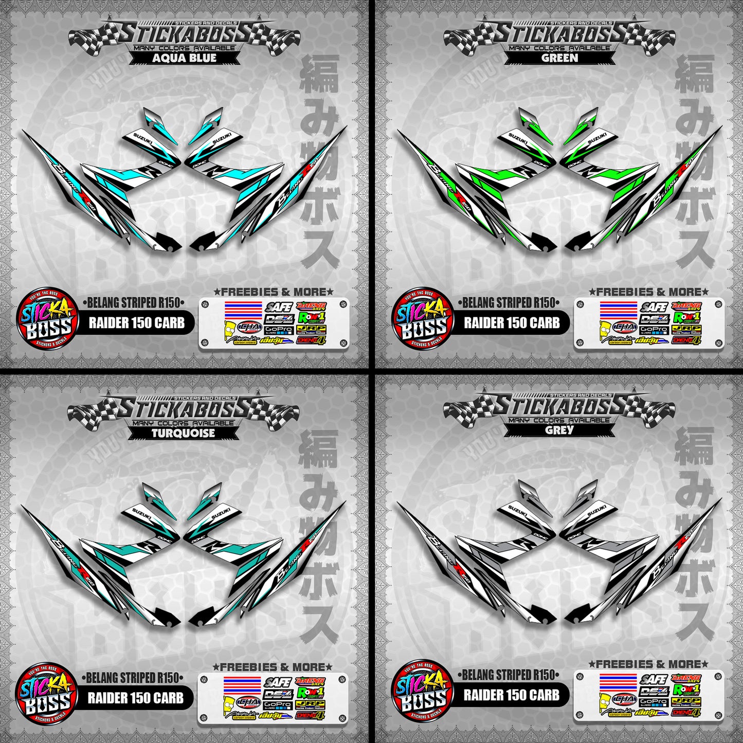 RAIDER 150 CARB STICKER DECALS ( BELANG STRIPED R150 )【WITH FREEBIES】