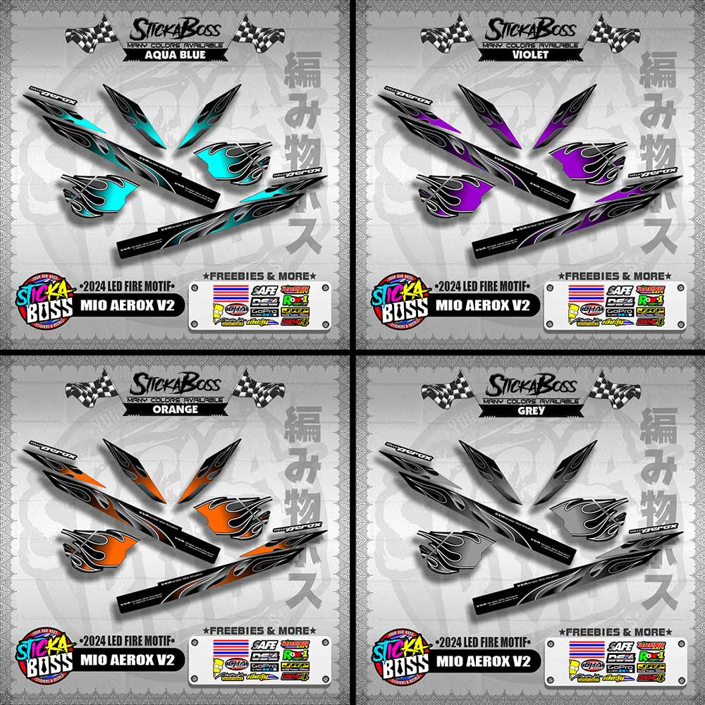 MIO AEROX V2 DECALS ( 2024 LED FIRE MOTIF )【WITH FREEBIES】