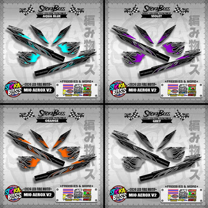 MIO AEROX V2 DECALS ( 2024 LED FIRE MOTIF )【WITH FREEBIES】