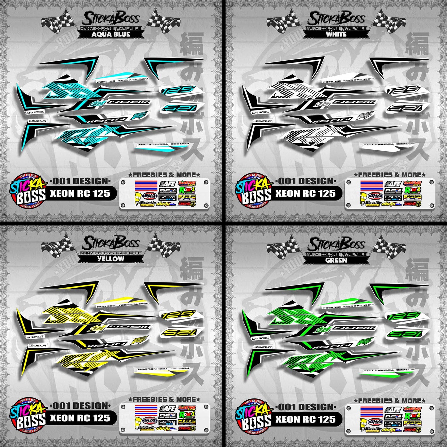 XEON RC 125 STOCK DECALS ( 001 DESIGN )【WITH FREEBIES】
