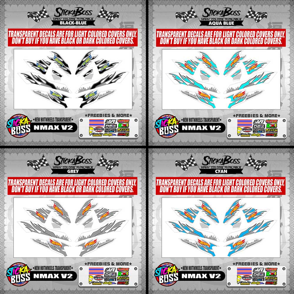 NMAX V2 DECALS ( NEW HOTWHEELS TRANSPARENT )【WITH FREEBIES】