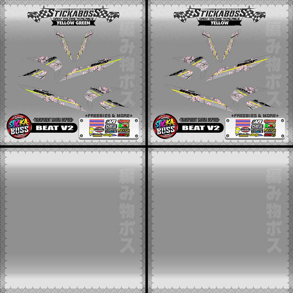【PREMIUM UV PRINT】TRANSPARENT BEAT FI V2 STICKER DECALS ( SAKURA INSPIRED )【WITH FREEBIES】