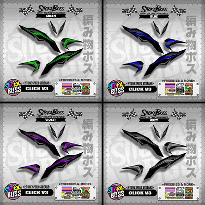 CLICK V3 DECALS ( 2 TONE SPEED STREAKS )【WITH FREEBIES】