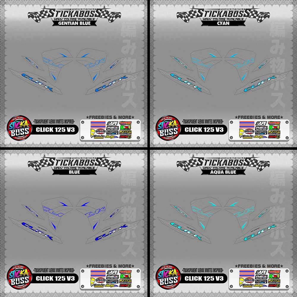 [ PREMIUM UV PRINT ] TRANSPARENT CLICK 125 V3 DECALS ( AEROX VORTEX INSPIRED )【WITH FREEBIES】