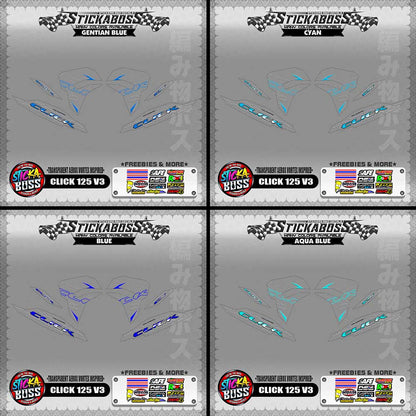 [ PREMIUM UV PRINT ] TRANSPARENT CLICK 125 V3 DECALS ( AEROX VORTEX INSPIRED )【WITH FREEBIES】