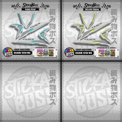 CLICK 125i V3 DECALS ( SHARP HONEYCOMB )【WITH FREEBIES】