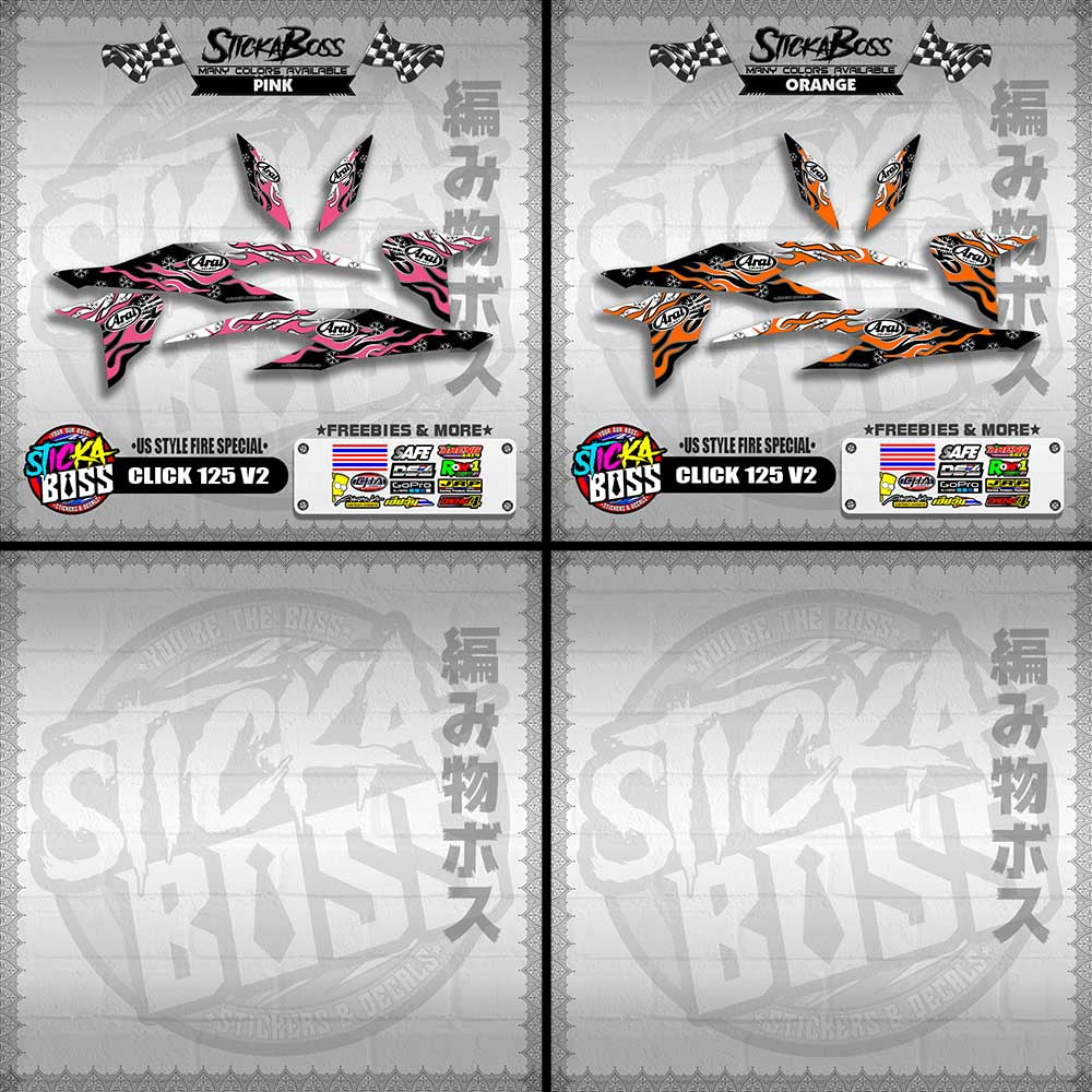 CLICK 125 V2 DECALS ( US STYLE FIRE SPECIAL )【WITH FREEBIES】