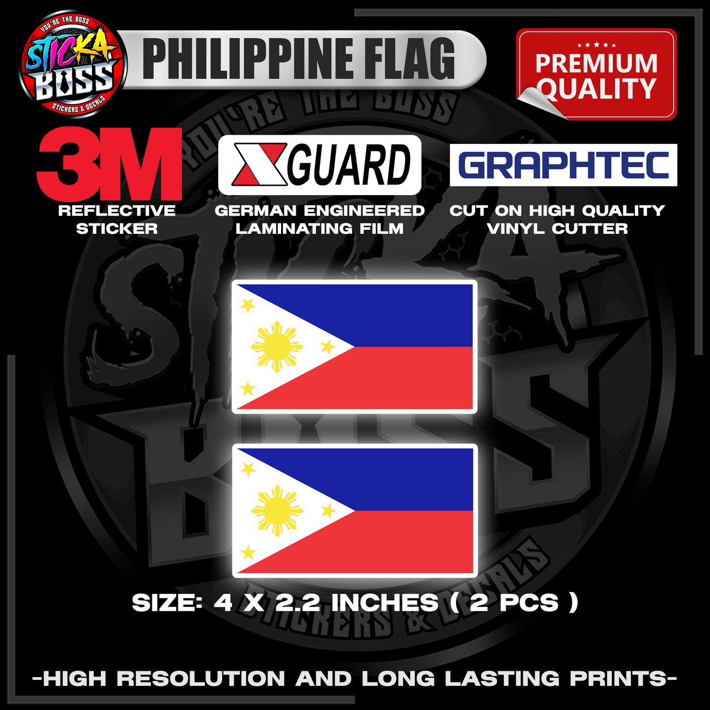 PHILIPPINE FLAG | 3M REFLECTIVE STICKER | PREMIUM LAMINATED【PREMIUM QUALITY】