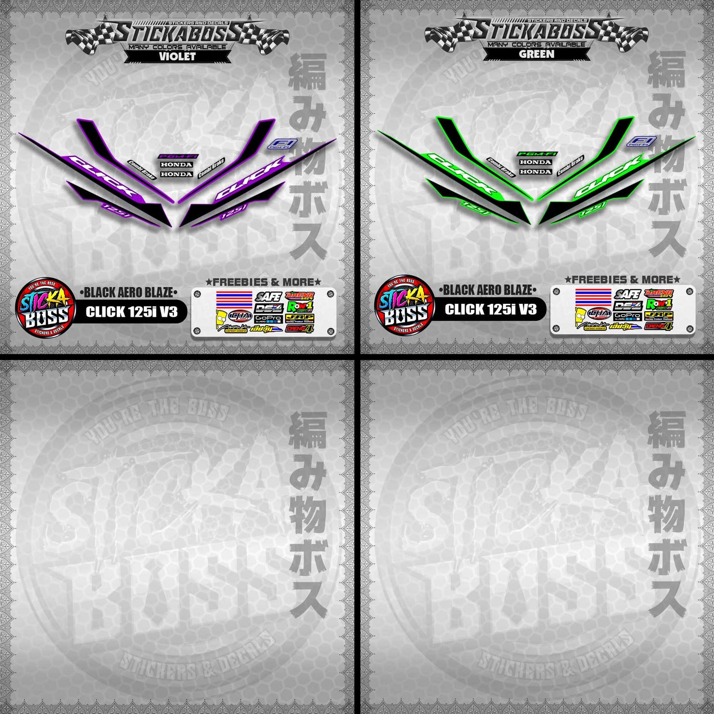 CLICK 125i V3 STICKER DECALS ( BLACK AERO BLAZE )【WITH FREEBIES】