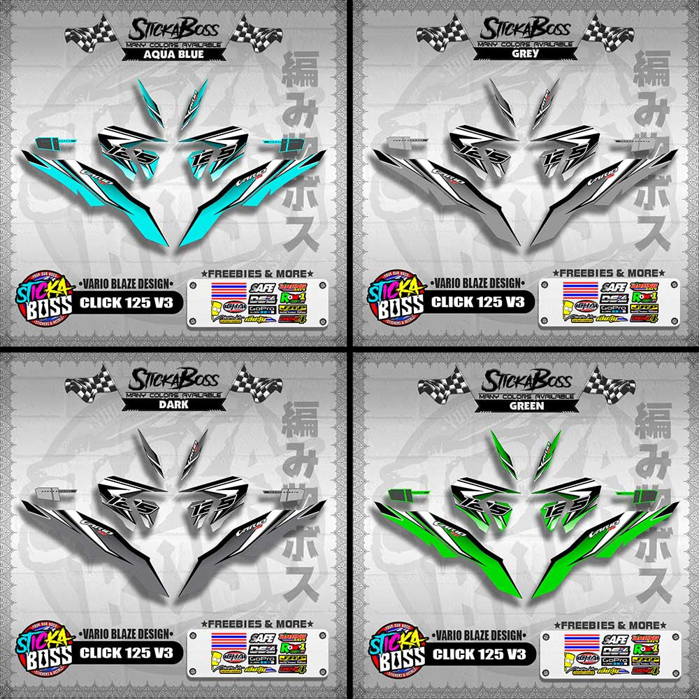 CLICK 125 V3 DECALS ( VARIO BLAZE DESIGN )【WITH FREEBIES】