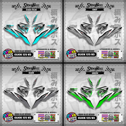 CLICK 125 V3 DECALS ( VARIO BLAZE DESIGN )【WITH FREEBIES】