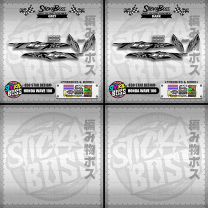 HONDA WAVE 100 DECALS ( EGO STAR DESIGN )【WITH FREEBIES】