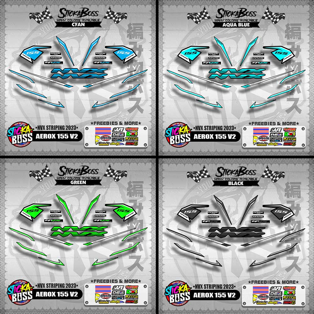 AEROX 155 V2 DECALS ( NVX STRIPING 2023 )【WITH FREEBIES】