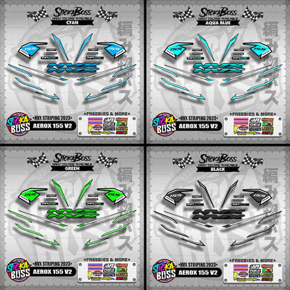 AEROX 155 V2 DECALS ( NVX STRIPING 2023 )【WITH FREEBIES】