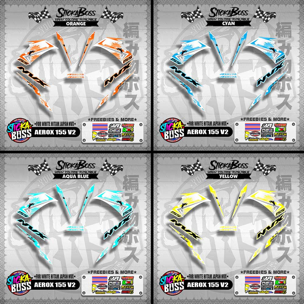 AEROX 155 V2 DECALS ( FOR WHITE HITAM JAPAN NVX 2023 )【WITH FREEBIES】