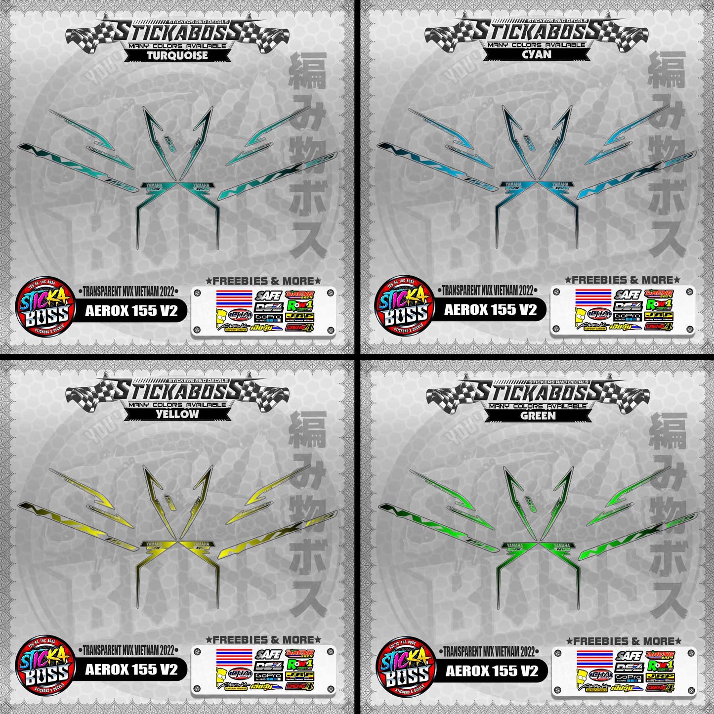 【PREMIUM UV PRINT】TRANSPARENT AEROX 155 V2 ( NVX VIETNAM 2022 DECALS )【WITH FREEBIES】