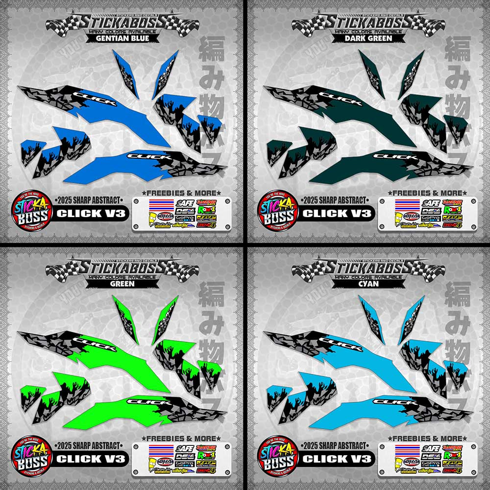 CLICK V3 INDO STICKER DECALS ( 2025 SHARP ABSTRACT  )【WITH FREEBIES】