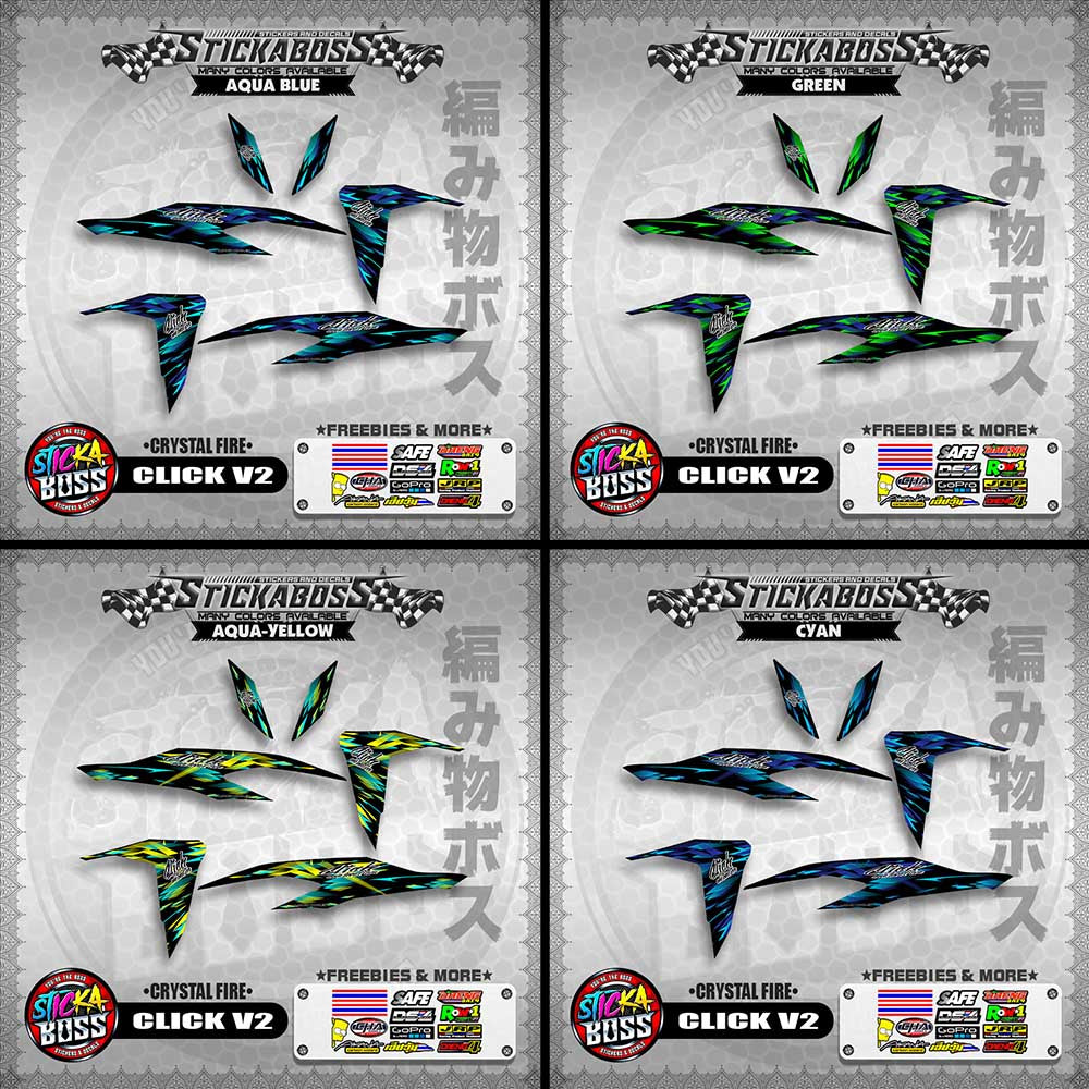CLICK V2 STICKER DECALS ( CRYSTAL FIRE )【WITH FREEBIES】