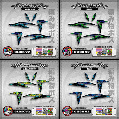 CLICK V2 STICKER DECALS ( CRYSTAL FIRE )【WITH FREEBIES】