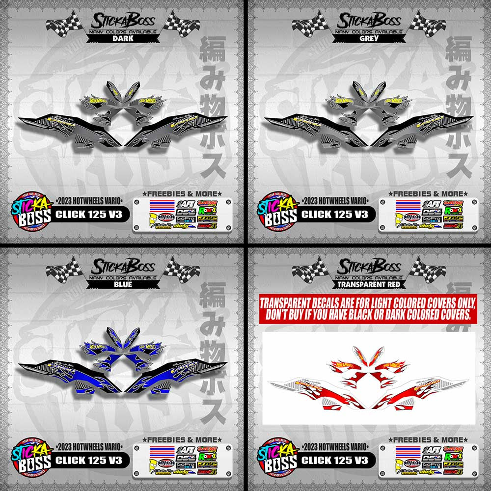 CLICK 125 V3 DECALS ( 2023 HOTWHEELS VARIO )【WITH FREEBIES】