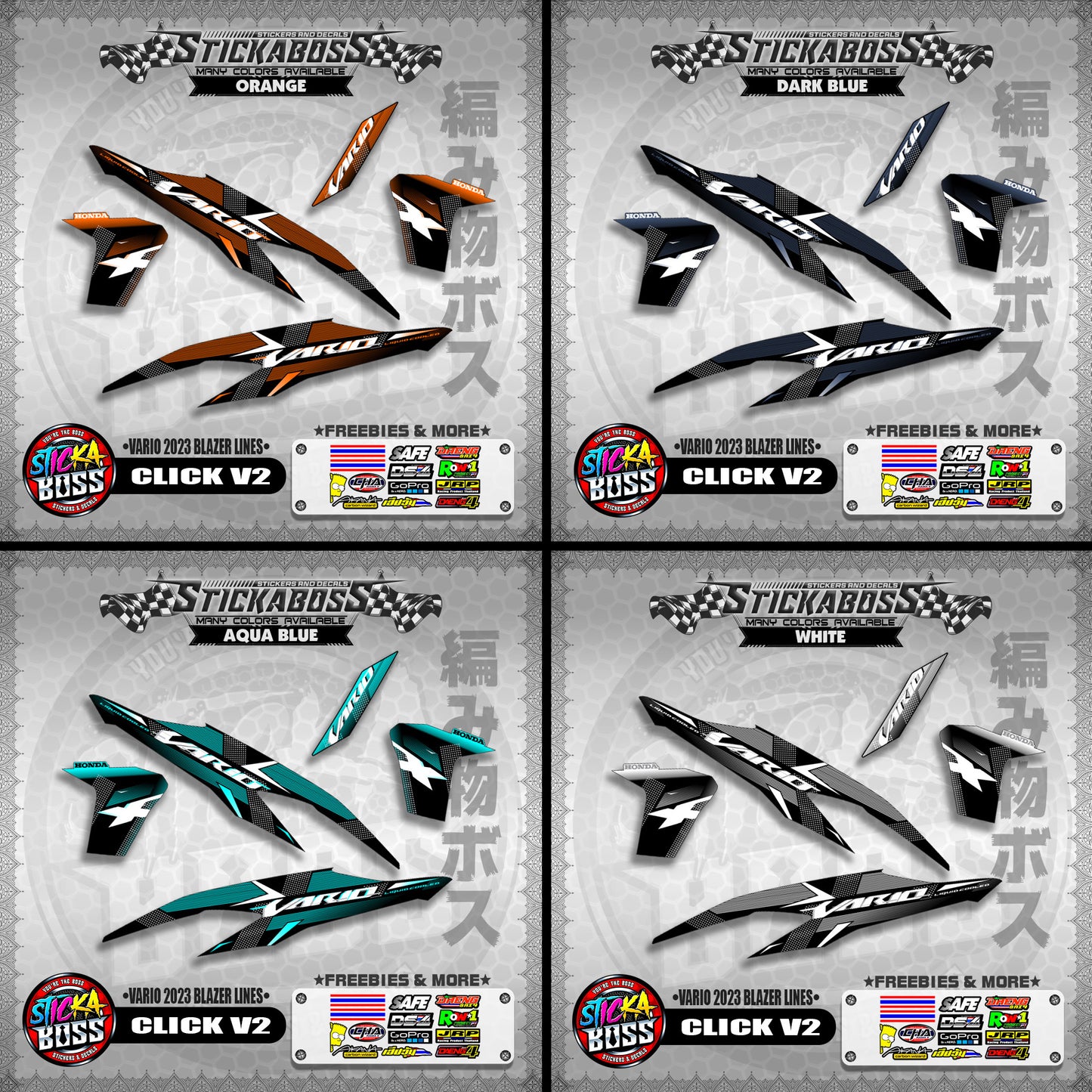 CLICK V2 STICKER DECALS ( VARIO 2023 BLAZER LINES )【WITH FREEBIES】