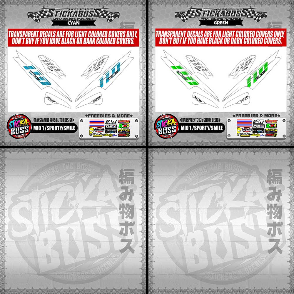 MIO 1/SPORTY/SMILE STICKER DECALS ( TRANSPARENT 2025 GLITCH DESIGN )【WITH FREEBIES】
