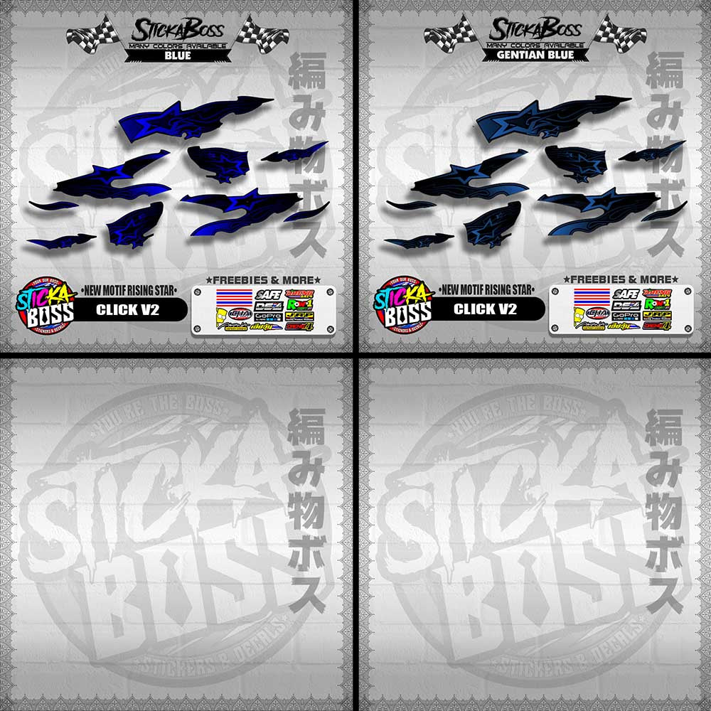 CLICK V2 DECALS ( NEW MOTIF RISING STAR ) [ PREMIUM GLOSSY LAMINATED ]【WITH FREEBIES】