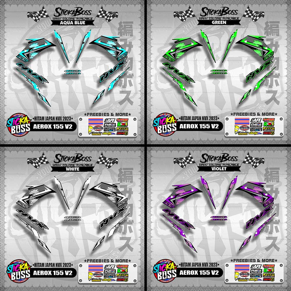 AEROX 155 V2 DECALS ( HITAM JAPAN NVX 2023 )【WITH FREEBIES】