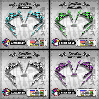 AEROX 155 V2 DECALS ( HITAM JAPAN NVX 2023 )【WITH FREEBIES】
