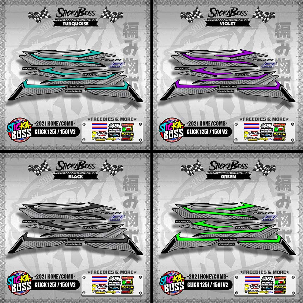 CLICK 125i / 150i V2 DECALS ( 2021 HONEYCOMB )【WITH FREEBIES】