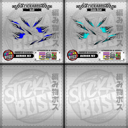 【PREMIUM UV PRINT】TRANSPARENT AEROX V2 DECALS ( GREY 2024 LED FIRE MOTIF )【WITH FREEBIES】