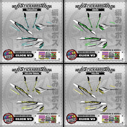 【PREMIUM UV PRINT】TRANSPARENT CLICK 125 V3 DECALS ( 00041-V3 VARIO STRIPPING )【WITH FREEBIES】