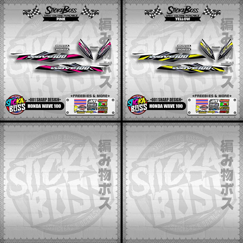 HONDA WAVE 100 DECALS ( 001 SHARP DESIGN )【WITH FREEBIES】