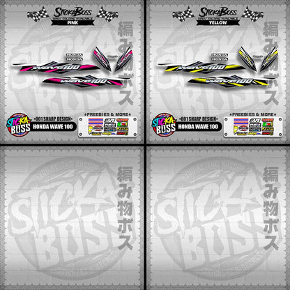 HONDA WAVE 100 DECALS ( 001 SHARP DESIGN )【WITH FREEBIES】