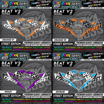 Honda Beat Fi V2 Stock Decals (Street Edition)【PREMIUM GLOSSY LAMINATED】