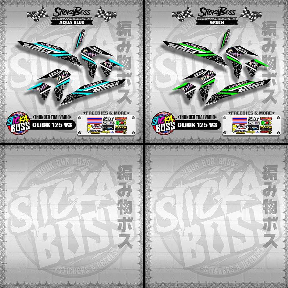 CLICK 125 V3 THAILAND DECALS ( THUNDER THAI VARIO )【WITH FREEBIES】