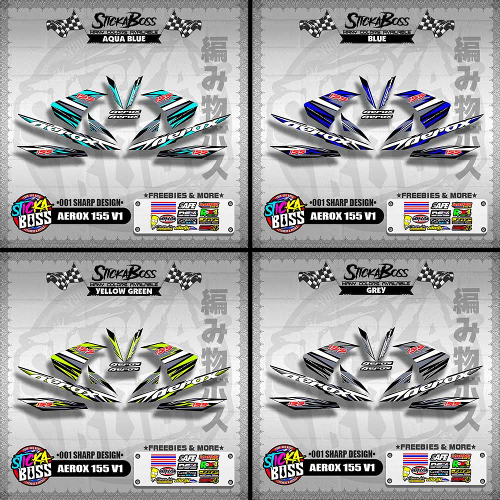 AEROX 155 V1 DECALS ( 001 SHARP DESIGN )【WITH FREEBIES】