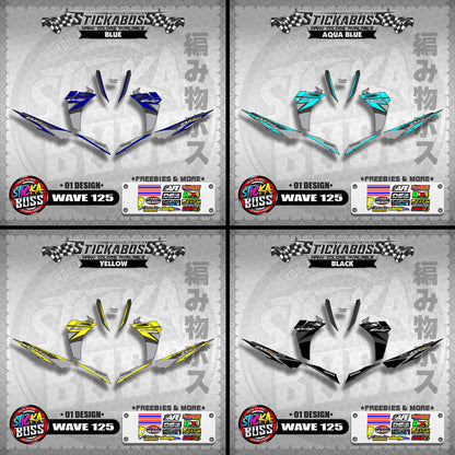 Honda Wave Dash 125 Stock Decals (01 Design)【WITH FREEBIES】Malaysia Concept