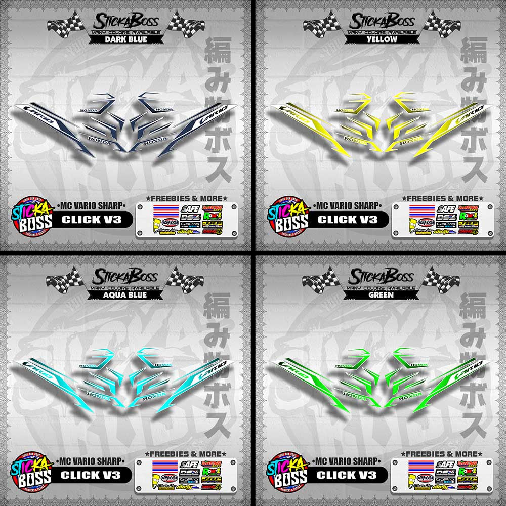 CLICK V3 DECALS ( MC VARIO SHARP ) [ PREMIUM GLOSSY LAMINATED ]【WITH FREEBIES】