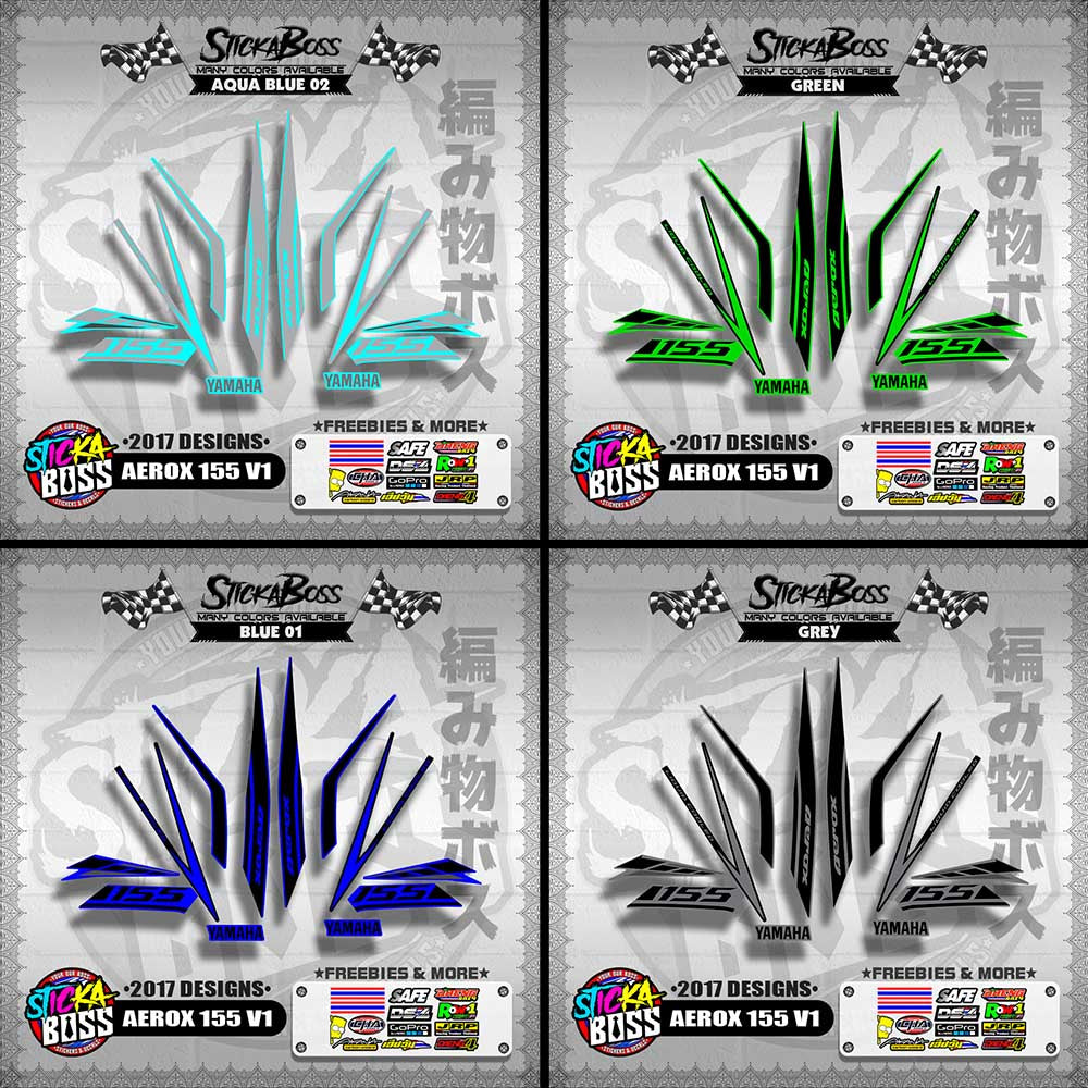 AEROX 155 V1 STOCK DECALS ( 2017 DESIGNS ) 【WITH FREEBIES】