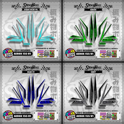 AEROX 155 V1 STOCK DECALS ( 2017 DESIGNS ) 【WITH FREEBIES】